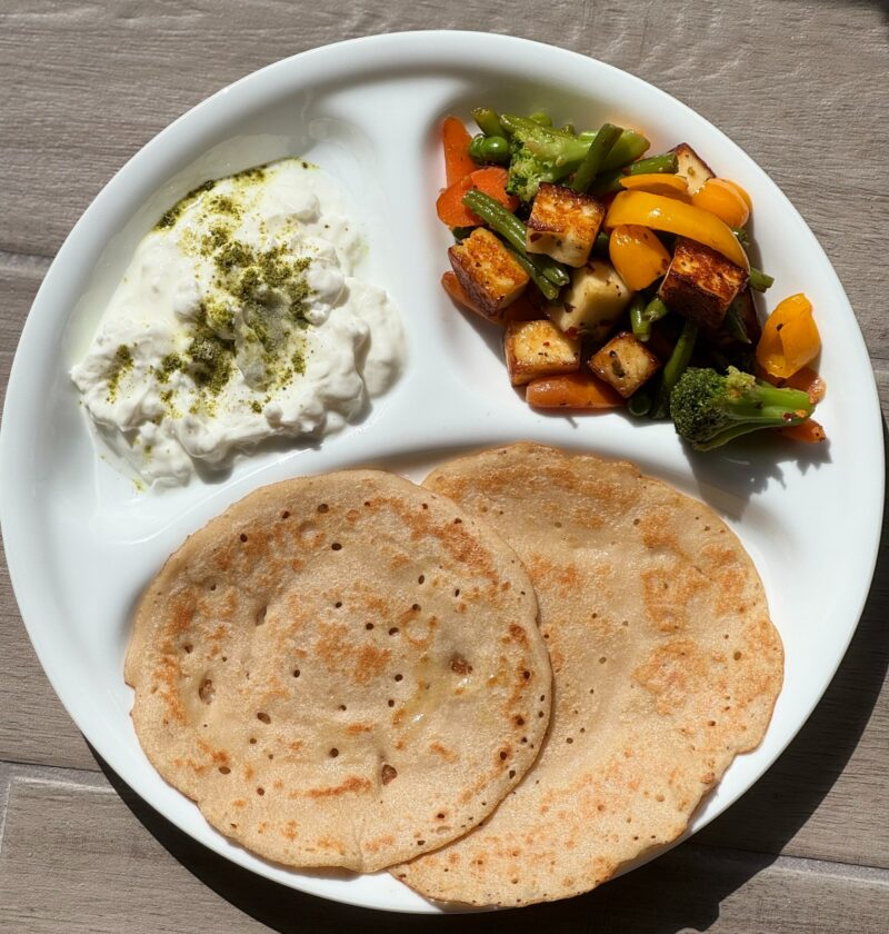 High protein Rajgira Cheela and Paneer Stir Fry - one of my favorite PCOS friendly recipes.
