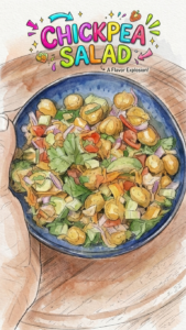 Warm biryani spiced chickpea bowl with air fried chickpeas, avocado, cucumber, and fresh herbs