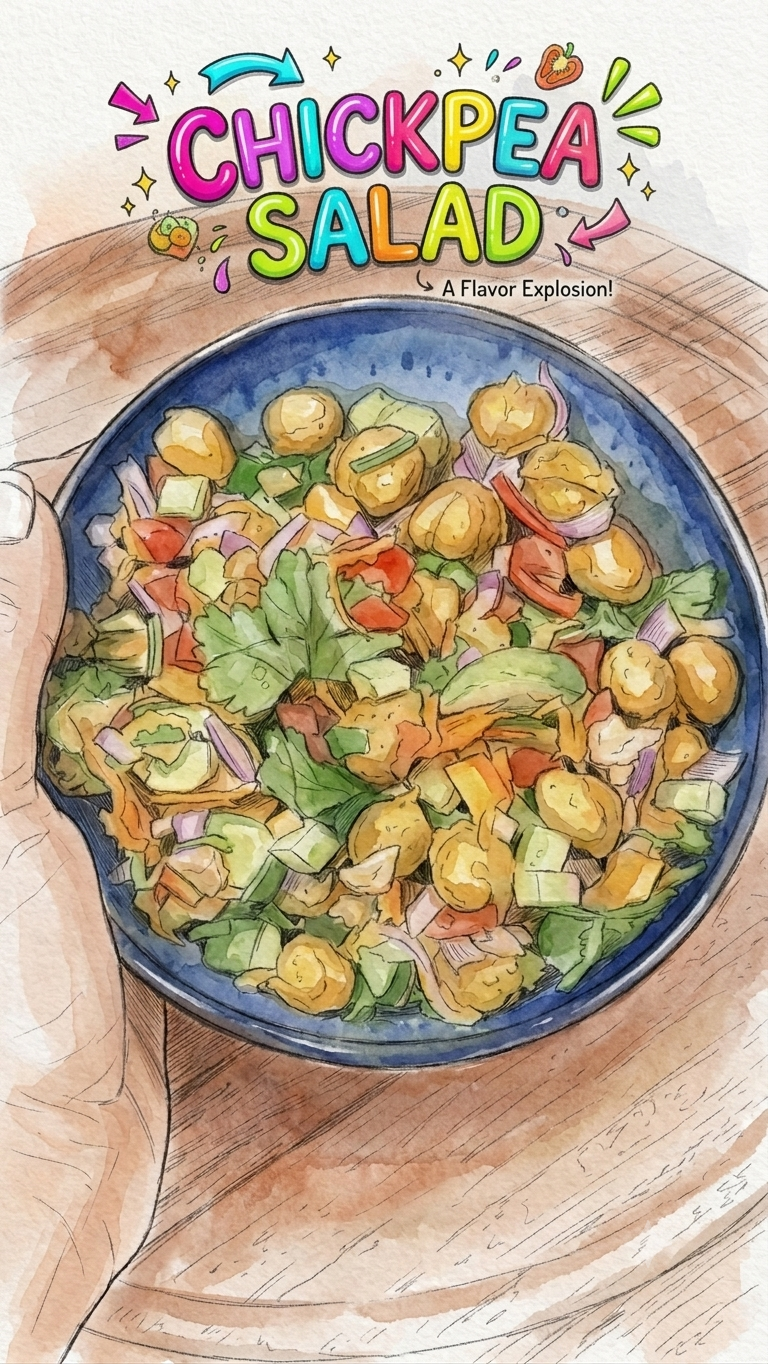 Warm biryani spiced chickpea bowl with air fried chickpeas, avocado, cucumber, and fresh herbs