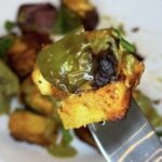 Air-fried pineapple paneer tikka skewer with charred paneer, fresh pineapple, and bell peppers