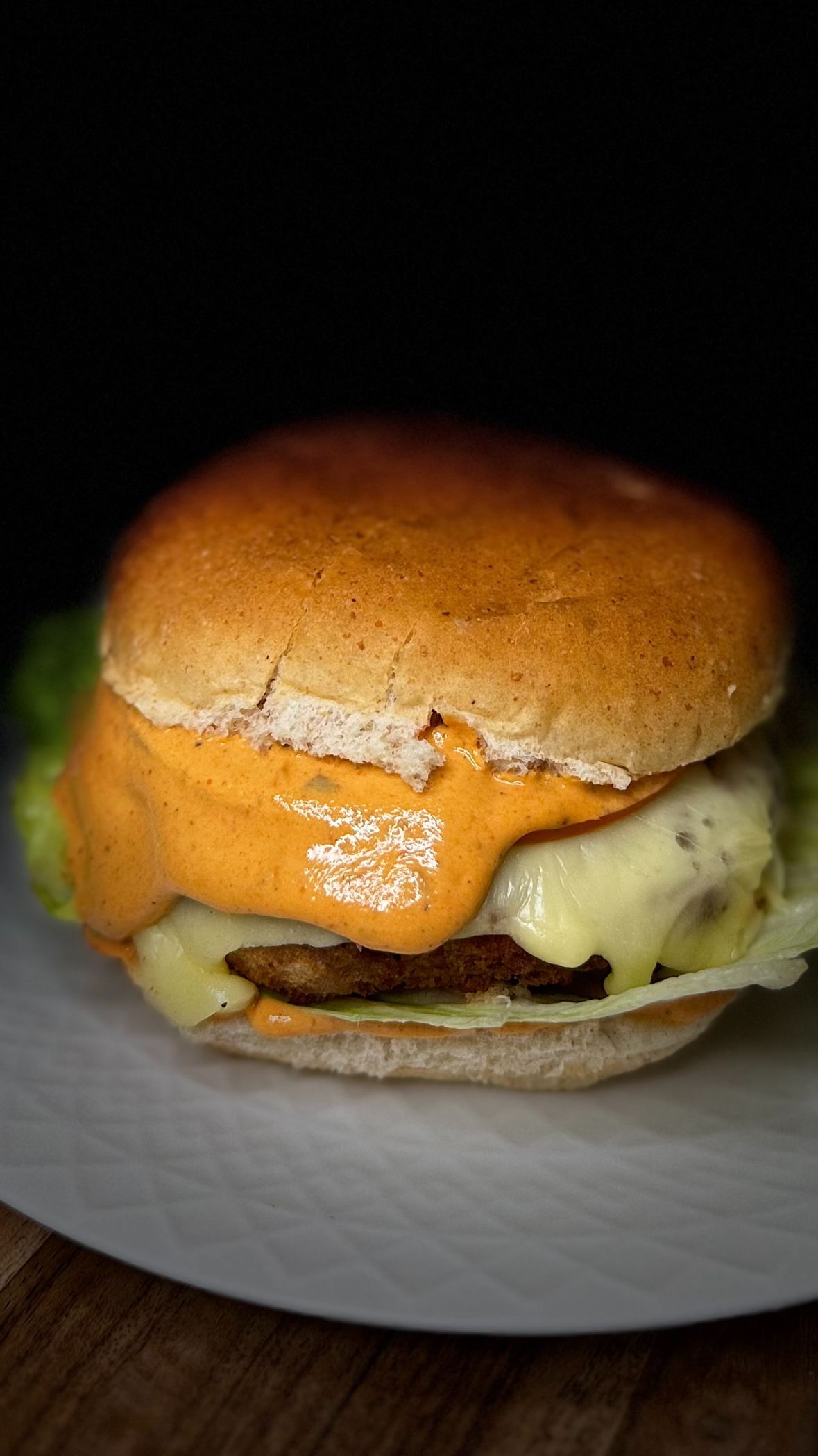 Crispy and Spicy Paneer Burger with High Protein Chipotle Sauce
